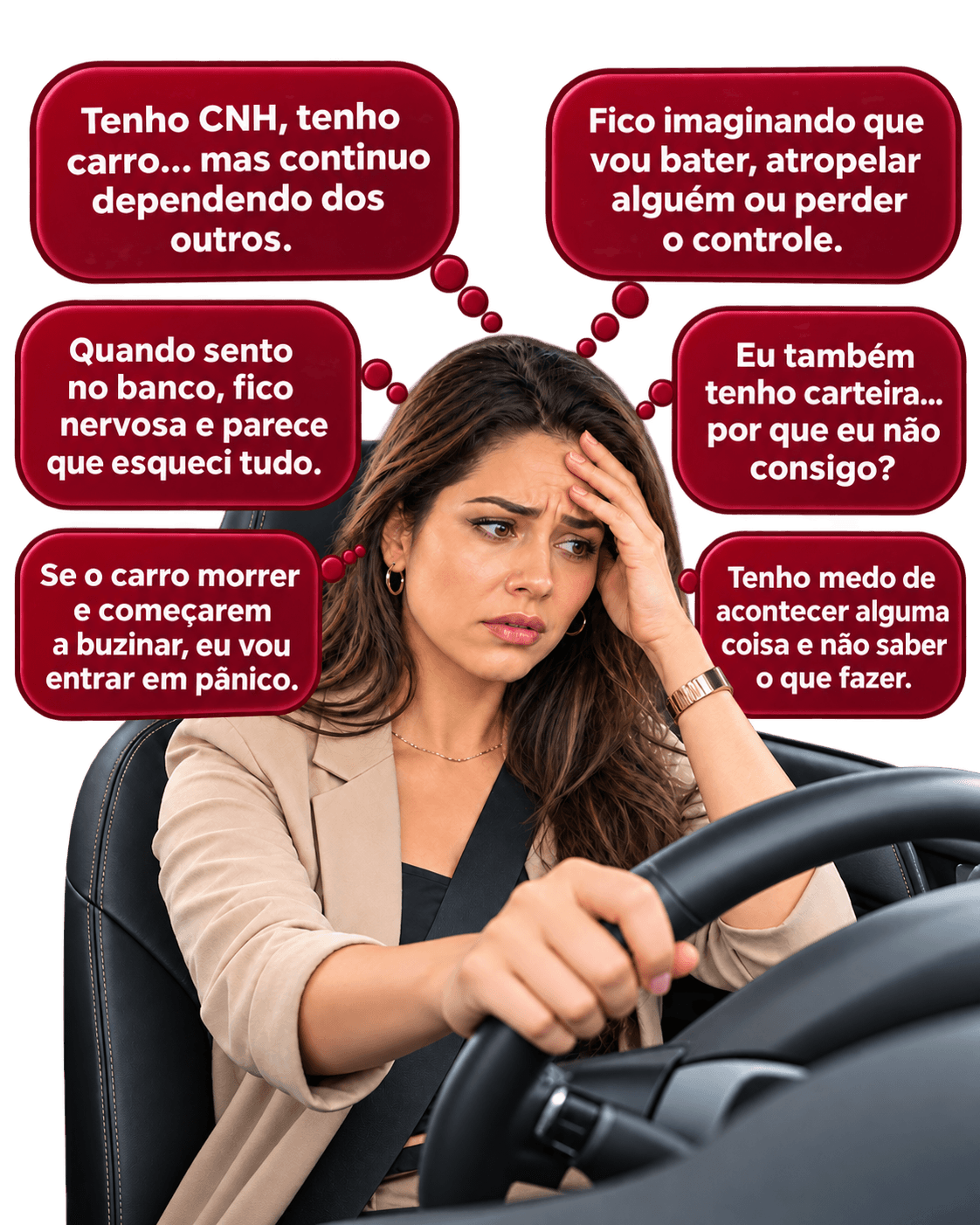 Pensamentos e medos recorrentes ao tentar dirigir